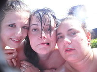 Teenage girls near pool