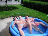 Teenage girls near pool