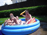 Teenage girls near pool