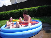 Teenage girls near pool