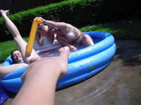 Teenage girls near pool