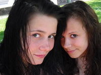 Teenage girls near pool