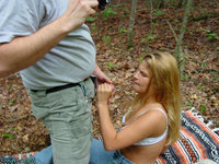 Blowjob and cum in the woods