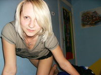 Blond teen in action