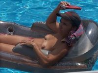 Amateur wife near pool