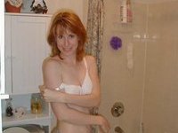 Redhead wife shows her body