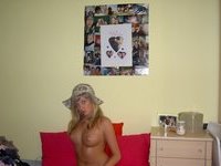 Amateur blonde GF posing at home