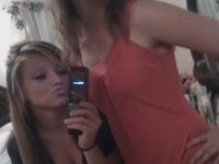 Young amateur girls making selfie