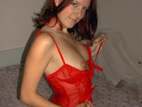 Lady in red lingerie Crissy