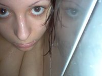 Hot brunette naked at bathroom