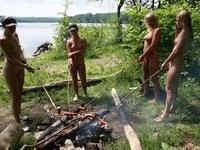 Camping day with nude girls