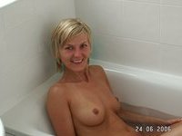 Blonde mom showing her pussy