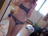 German teen GF naked in front of mirror