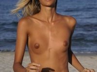 Hot skinny blonde at beach