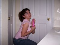 Housewife flashing at home