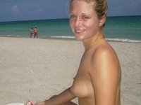 Pretty GF Sandy getting tanned at beach