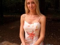 Blonde with perfect tits nude at forest