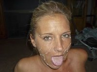 Blond mom sucking dick