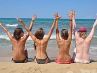 Five amateur girls at vacation