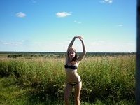 Amateur wife posing outdoors