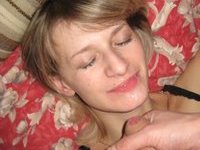 Russian blonde wife sucking dick
