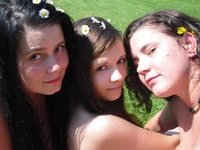 Three amateur teen GFs sunbating