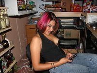Ebony amateur girl in her room