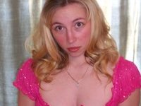 Blonde amateur wife posing and sucking