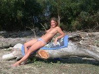 Young amateur GF topless outdoors