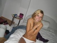 horny blonde in bed