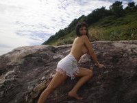 sweet girl posing naked outdoors