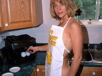 blond ex-wife in the kitchen