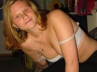 Blonde amateur wife posing at home