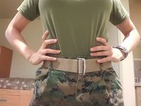 Busty teen in military uniform