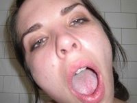 Brunette amateur wife posing and sucking