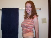 Redhead amateur GF with natural saggy tits