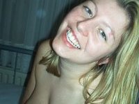 Blond amateur mom posing and sucking