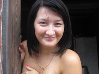 Russian girl Oksana with friends at sauna