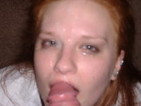 Redhead GF gets a lot of sperm on her face