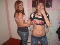Two girls posing for one lucky guy