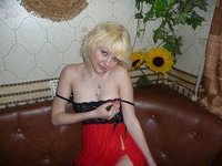 Skinny hot blonde naked posing