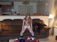 Amateur GF in white stockings posing and sucking