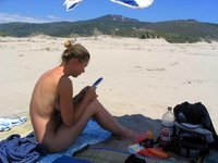 Blond wife sunbathing naked