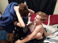 Horny young couple fucking at home