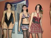 Few girls naked at homemade party