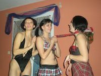 Few girls naked at homemade party