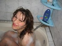 Redhair wife bathing and naked posing