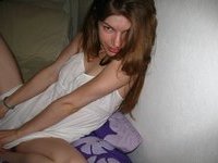 Skinny amateur wife posing at home