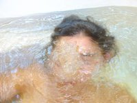 Hairy pussy GF bathing naked