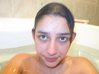 Hairy pussy GF bathing naked